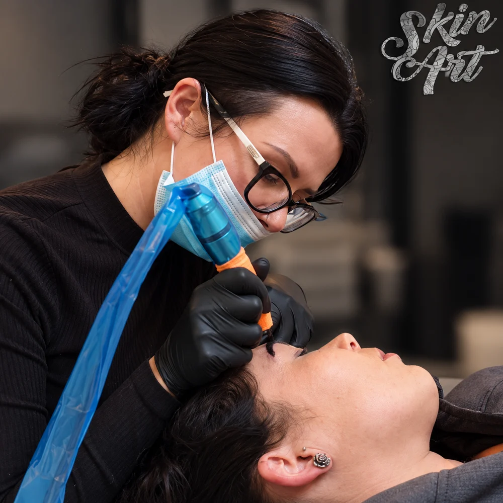 A permanent makeup training demonstration
